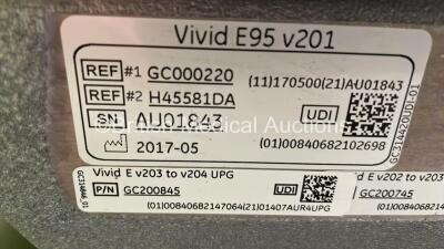 GE Vivid E95 Flat Screen Ultrasound Scanner Ref #1 GC000220 / #2 H45581DA Application SW Version 204 System SW Version 204.15.3 with 4 x Transducer/Probes (12S-D *Mfd 2017-03* / 4V-D *Mfd 2017-04* / M5Sc-D *Mfd 2017-02* and Pencil Probe) * SN AU01843 * * - 7