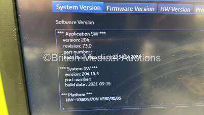 GE Vivid E95 Flat Screen Ultrasound Scanner Ref #1 GC000220 / #2 H45581DA Application SW Version 204 System SW Version 204.15.3 with 4 x Transducer/Probes (12S-D *Mfd 2017-03* / 4V-D *Mfd 2017-04* / M5Sc-D *Mfd 2017-02* and Pencil Probe) * SN AU01843 * * - 15