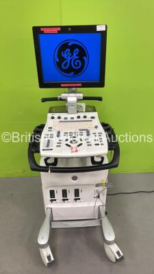 GE Vivid S5 Flat Screen Ultrasound Scanner Ref H45041FR *S/N 7086VS5* HDD REMOVED **Mfd 09/2013** with GE Pencil Probe and Sony UP-D897 Printer (Powers Up)