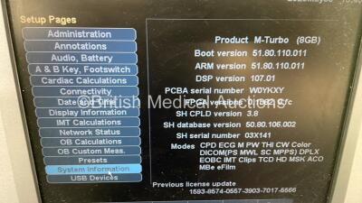 SonoSite M-Turbo Portable Ultrasound Scanner Ref P17000-11 *S/N WK2WQK* **Mfd 01/2015** Boot Version 51.80.110.011 ARM Version 51.80.110.011 with 2 x Transducers / Probes (ICTx/8-5 MHz Ref P07960-22 *Mfd 2014* and C60x/5-2 MHz Ref P07680-30 *Mfd 2014*) an - 7