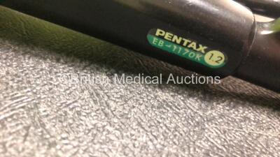 Pentax EB-1170K Video Bronchoscope - Engineer's Report : Optical System - No Image, Angulation - No Fault Found, Insertion Tube - Severely Crushed, Light Transmission - Excess Light Loss *G120438* - 2