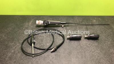 Pentax FNL-10RBS Pharyngoscope with 2 x Mini Light Sources and 1 x Light Source Cable in Case - Engineer's Report : Optical System - No Fault Found, Angulation - No Fault Found, Insertion Tube - Crush Mark, Light Transmission - No Fault Found, Leak Check - 2