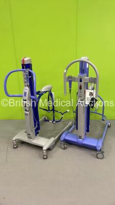 2 x Arjo MaxiMove Electric Patient Hoists with Batteries and Controllers (Both Power Up)