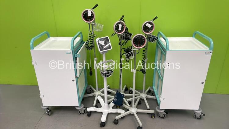 5 x Blood Pressure Meters on Stands and 2 x Bristol Maid Cabinets *S/N NA*