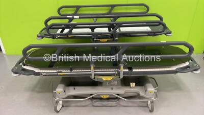 2 x Anetic Aid QA3 Hydraulic Patient Trolleys - 1 x Trolley with Damaged Wheels - See Photos (Hydraulics Tested Working)