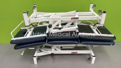 1 x Plinth 2000 Electric Patient Examination Couch with Controller (No Power) and 1 x Medi-Plinth 3 Way Hydraulic Patient Examination Couch (Hydraulics Tested Working) *S/N 5840111*