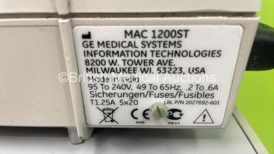 GE MAC 1200ST ECG Machine on Stand with 10 Lead ECG Leads (Powers Up) *S/N 200140012* - 4