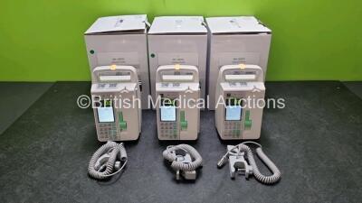 3 x Sino Medical SN-1800V Infusion Pumps *Mfd 2020* in Boxes (All Power Up) *SN 0496200519A04324 / 0496200525A05427 / 0496200519A04323*