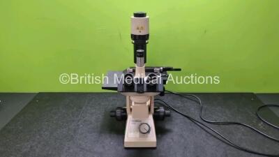 Olympus CK2 Benchtop Microscope (Powers Up, Unit Has Missing Parts) with 2 x 10 x Eyepieces