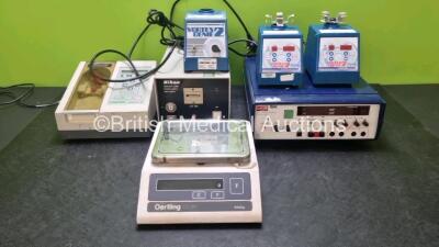 Job Lot Including 1 x Jencons Perimatic GP Unit, 1 x Oertling OC41 Weighing Scales, 3 x Vortex Genie 2 Mixers, 1 x Nikon Mercury Lamp and 1 x LKB 2301 Macrodrive 1 Power Supply