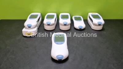 Job Lot Including 3 x Roche CoaguChek XS Pro Blood Coagulation Monitors (Untested Due to No Power Supply, 1 x Missing Battery) with 1 x Docking Station and 3 x Roche CoaguChek XS Plus Blood Coagulation Monitors (Untested Due to No Power Supply, 1 X Missin