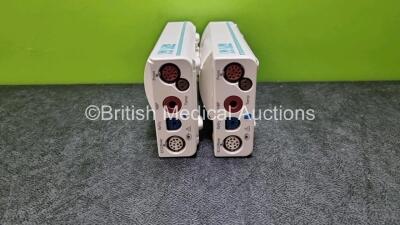 2 x Philips M3001A Opt C18 Modules Including ECG, SpO2, NBP, Press and Temp Options *SN DE22721770 / DE22722680*