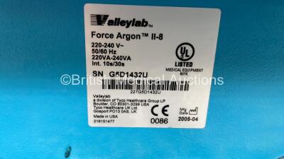 Valleylab Force Argon II Gas Delivery Unit on Trolley with Footswitch (Powers Up with Error) *S/N G5D1432U* - 4