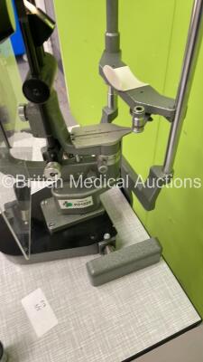 Haag Streit Bern SL900 Slit Lamp with Binoculars, 2 x 10x Eyepieces and 1 x 16x Eyepiece on Hydraulic Table (Powers Up with Good Bulb) *S/N 30018032* - 8