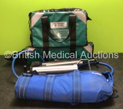 Job Lot Including 1 x Secondary Response Bag, 1 x Primary Response Bag (1 x Damaged Zip - See Photos) 1 x Oxylitre Bag and 2 x Hartwell Medical Foot Pumps