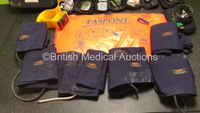 Job Lot Including 3 x Blood Glucose Meters in Cases, 1 x Hartwell Medical Fasplint Medium Splint, 6 x Acuson BP Cuffs, 2 x Physio Control 3204273-007 Defibrillator ECG Cables in Cases and 1 x Lifepak Defibrillator Case - 2