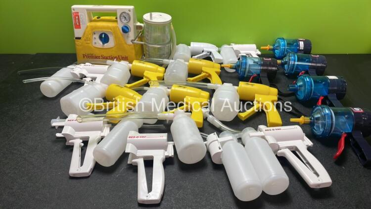 Mixed Lot Including 1 x Laerdal Premier Suction Unit (Powers Up) 16 x Hand Suction Units