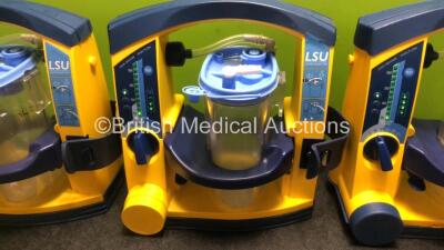 3 x LSU Laerdal Suction Units with 3 x Cups and 3 x Batteries (All Power Up, 1 x Missing Casing - See Photos) - 3