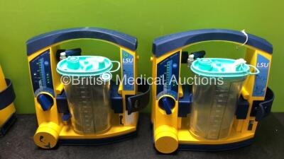 4 x Laerdal LSU Suction Units with 4 x Cups and 4 x Batteries (All Power Up with Missing Rubber Caps - See Photos) *78271469721 / 78501361969 / 78501361965 / 78081859341* - 4