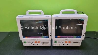 2 x Fukuda Denshi Dynascope DS-7200 Patient Monitors Including ECG, SpO2, C02, NIBP, BP1, BP2, T1, T2 and Printer Options (Both Power Up 1 x with Missing Printer Option) *SN 50000311 / 50000275*