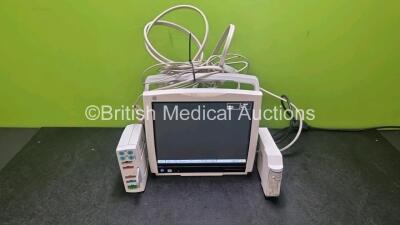 Job Lot Including 1 x GE Type B450 Patient Monitor *Mfd 2016* (Powers Up) 1 x GE Gas Module Type E-miniC-00 with mini D-fend Water Trap *Mfd 2018* and 1 x GE Type E-PSMP-01 Module Including ECG, NIBP, P1, P2, T1, T2 and SpO2 Options with ECG / NBP / SpO2 