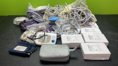 Mixed Lot Including Various Patient Monitoring Cables, BP Meters and Leads