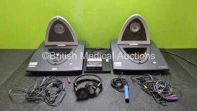 2 x Interacoustics Affinity 2.0 Audiometer and Hearing Aid System *Mfd 2013 / 2014* (Both Power Up) with Various Accessories