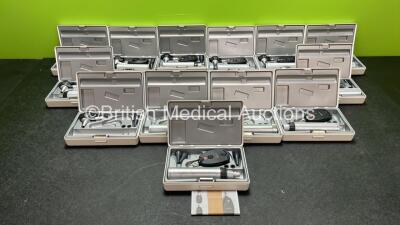 13 x Heine Direct Ophthalmoscope Sets (4 Incomplete-See Photos)