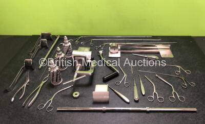 Job Lot of Various Surgical Instruments Including 1 x Noviomagus Bone Mill with Drill Attachments and 1 x DePuy Spine Table Top Rod Cutter