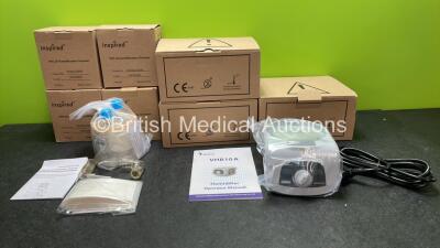 Job Lot Including 3 x Inspired Medical VHB10A Humidifier Units with 4 x Inspired Medical VHC-25 Humidifier Chambers *All Unused in Box*