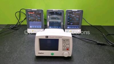 Job Lot Including 4 x Mindray VS-900 Vital Signs Monitors (All Power Up All with Damage to Casing - See Photos) and 1 x Edward LifeSciences Vigileo Patient Monitor (Powers Up) *SN VL009419 / FV7701928 / FV77017922 /