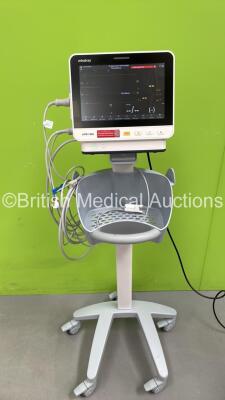 Mindray ePM 10M Patient Monitor on Stand with T1, T2, SPO2,NIBP and ECG Options, IBP Module and CO2-3 Gas Module on Stand (Powers Up) *S/N AD1-04011484* **Mfd 2020**