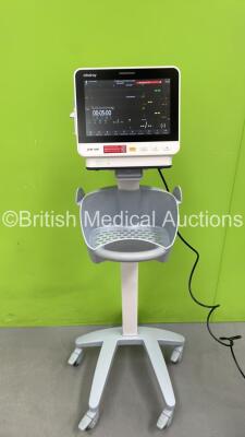 Mindray ePM 10M Patient Monitor on Stand with T1, T2, SPO2,NIBP and ECG Options, IBP Module and CO2-3 Gas Module on Stand (Powers Up) *S/N AD1-04011461** **Mfd 2020**