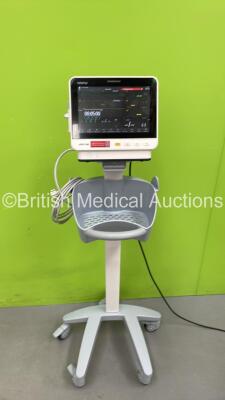 Mindray ePM 10M Patient Monitor on Stand with T1, T2, SPO2,NIBP and ECG Options, IBP Module and CO2-3 Gas Module on Stand (Powers Up) *S/N AD1-04010808* **Mfd 2020**