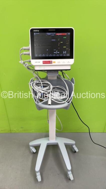 Mindray ePM 10M Patient Monitor on Stand with T1, T2, SPO2,NIBP and ECG Options, IBP Module and CO2-3 Gas Module on Stand (Powers Up) *S/N AD1-04011451* **Mfd 2020**