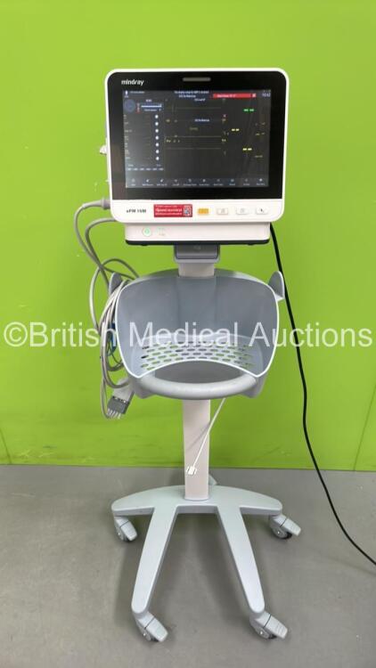 Mindray ePM 10M Patient Monitor on Stand with T1, T2, SPO2,NIBP and ECG Options, IBP Module and CO2-3 Gas Module on Stand (Powers Up) *S/NAD1-04011450 * **Mfd 2020**