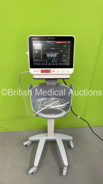 Mindray ePM 10M Patient Monitor on Stand with T1, T2, SPO2,NIBP and ECG Options, IBP Module and CO2-3 Gas Module on Stand (Powers Up) *S/N AD1-04011447* **Mfd 2020**