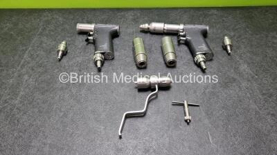 Job Lot Including 2 x Synthes Compact Air Drive II 511.701 Surgical Handpiece with 6 x Synthes Attachments Including 1 x 532.022, 2 x 511.785 2 x 511.750 and 1 x Jacobs with Key