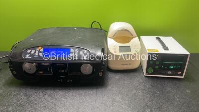 Mixed Lot Including 1 x Medical Vision REF 1028510 Double Pump (Powers Up with Missing Cover-See Photo) 1 x Medela Calesca Warming Unit (Powers Up) 1 x HME Life Pulse Monitor (Powers Up)