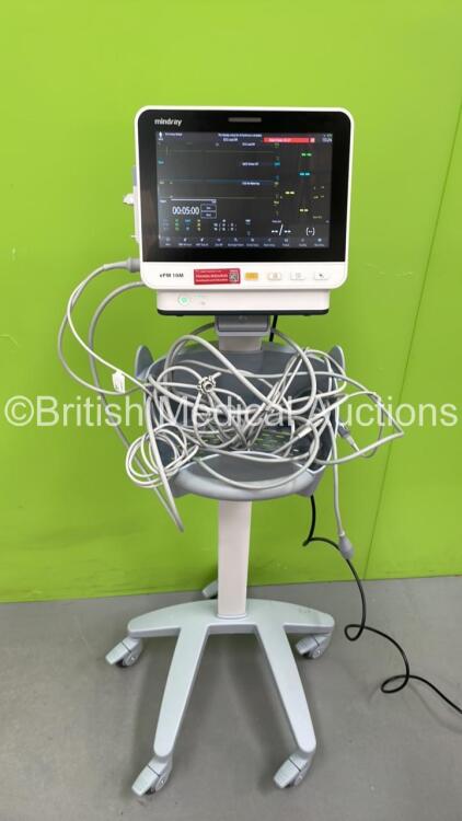 Mindray ePM 10M Patient Monitor on Stand with T1, T2, SPO2,NIBP and ECG Options, IBP Module and CO2-3 Gas Module on Stand (Powers Up) *S/N AD1-04011460* **Mfd 2020**