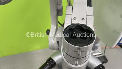 Zeiss OPMI Lumera T Dual Operated Surgical Microscope with 1 x Binocular, 2 x 10x Eyepieces, Zeiss f 200 APO Lens, Footswitch, Zeiss MediLive Trio Eye Camera Control Unit and Medicapture MediCap USB300 Medical Video Recorder on Zeiss S8 Stand (Powers Up w - 7