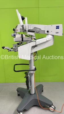 Zeiss OPMI Lumera T Dual Operated Surgical Microscope with 1 x Binocular, 2 x 10x Eyepieces, Zeiss f 200 APO Lens, Footswitch, Zeiss MediLive Trio Eye Camera Control Unit and Medicapture MediCap USB300 Medical Video Recorder on Zeiss S8 Stand (Powers Up w - 9