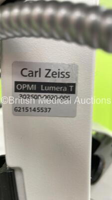 Zeiss OPMI Lumera T Dual Operated Surgical Microscope with 1 x Binocular, 2 x 10x Eyepieces, Zeiss f 200 APO Lens, Footswitch, Zeiss MediLive Trio Eye Camera Control Unit and Medicapture MediCap USB300 Medical Video Recorder on Zeiss S8 Stand (Powers Up w - 11