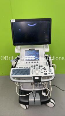 GE Logiq E9 XDClear Flat Screen Ultrasound Scanner Ref 5205000-9 *S/N 203156US6* **Mfd 2017** Software Version R6 Software Revision 2.1 with 3 x Transducers / Probes (C1-6-D Ref 5418916 *Mfd 06/2017* / ML6-15-D Ref 5199103 *Mfd 2022* and L8-18i-D Ref 5336