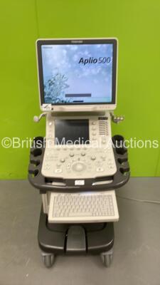 Toshiba Aplio 500 TUS-A500 Flat Screen Ultrasound Scanner *S/N WAC15Y2493* **Mfd 11/2015** Software Version AB_V6.00*R005 with Sony UP-D898MD Digital Graphic Printer (Powers Up) ***IR073***