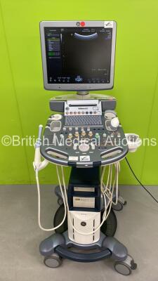 GE Voluson S6 Flat Screen Ultrasound Scanner Ref 5434689 *S/N 225604SU8* **Mfd 08/2013** System Software Version 12.0.0 (12.0.3.151) with 3 x Transducers / Probes (RIC5-9W-RS Ref H48661EF *Mfd 02/2016* Damage to Head - See Photo / 4C-RS Ref 5125386 *Mfd 0