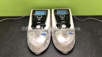 2 x Resmed Stellar 100 CPAP Units with 2 x Power Supplies and 2 x ResMed H4i Humidifiers (Both Power Up) *SN 20170698649 / 20150019470*