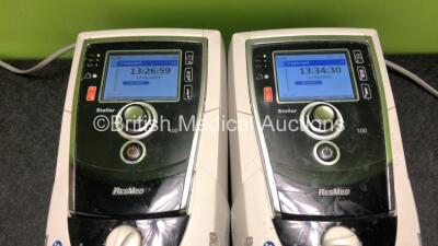 2 x Resmed Stellar 100 CPAP Units with 2 x Power Supplies and 2 x ResMed H4i Humidifiers (Both Power Up) *SN 20150106149 / 22182024169*