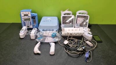 Mixed Lot Including 2 x Welch Allyn BP Gauges, 1 x Carefusion Alaris SE Syringe Pump, Medix AC4000 Nebulizer, 4 x Welch Allyn Braun Thermometers and Box of Cardinal Health P850A Thermometer Covers