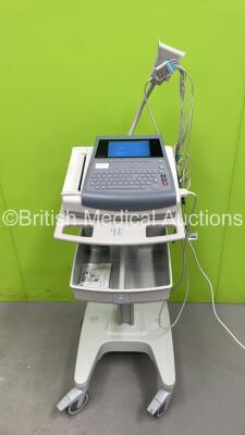 GE MAC 1600 ECG Machine on Stand with 10 Lead ECG Leads (Powers Up -Damaged Keys - See Pictures) *S/N SDE14050070NA*